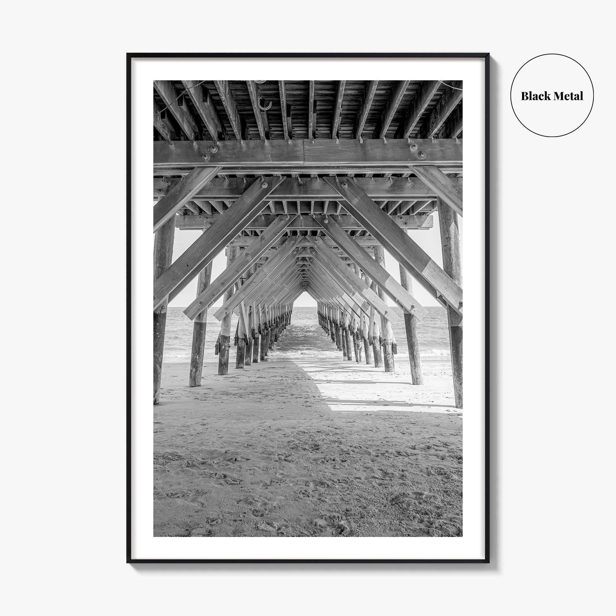 Wrightsville Beach Black and White Fine Art Photo Print, North Carolina Pier Wilmington Poster