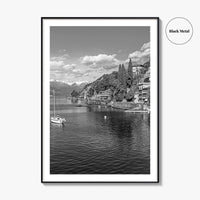 Lake Como Black and White Fine Art Photo Print, Varenna Italy Wall Poster