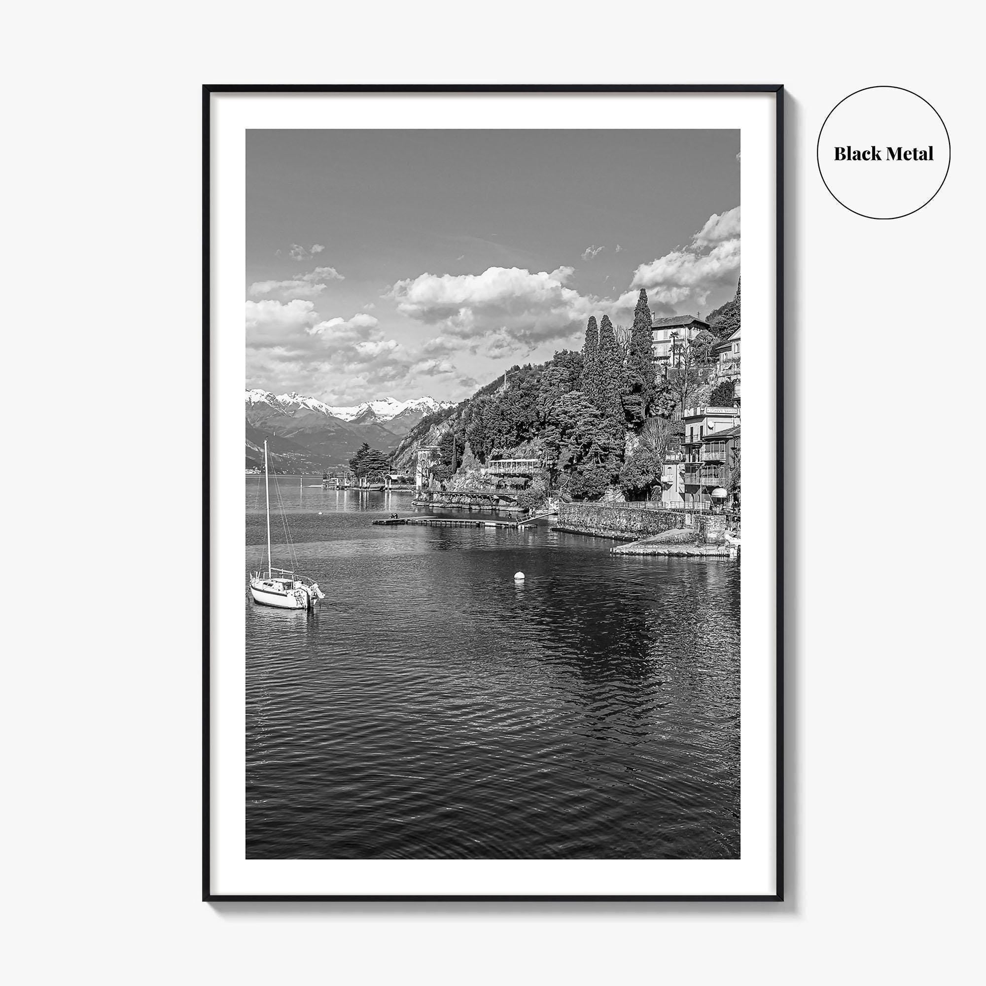 Lake Como Black and White Fine Art Photo Print, Varenna Italy Wall Poster