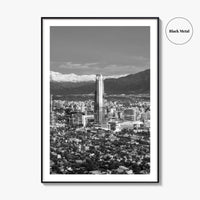 Santiago de Chile Skyline Black and White Fine Art Photo Print, Providencia, Andes, Poster