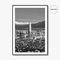 Santiago de Chile Skyline Black and White Fine Art Photo Print, Providencia, Andes, Poster