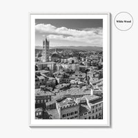 Siena Black and White Fine Art Photo Print, Tuscany Italy Duomo, Mangia Tower Poster