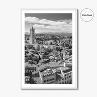 Siena Black and White Fine Art Photo Print, Tuscany Italy Duomo, Mangia Tower Poster