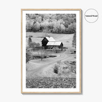 New England Black and White Fine Art Photo Print, Vermont Autumn Landscape Poster