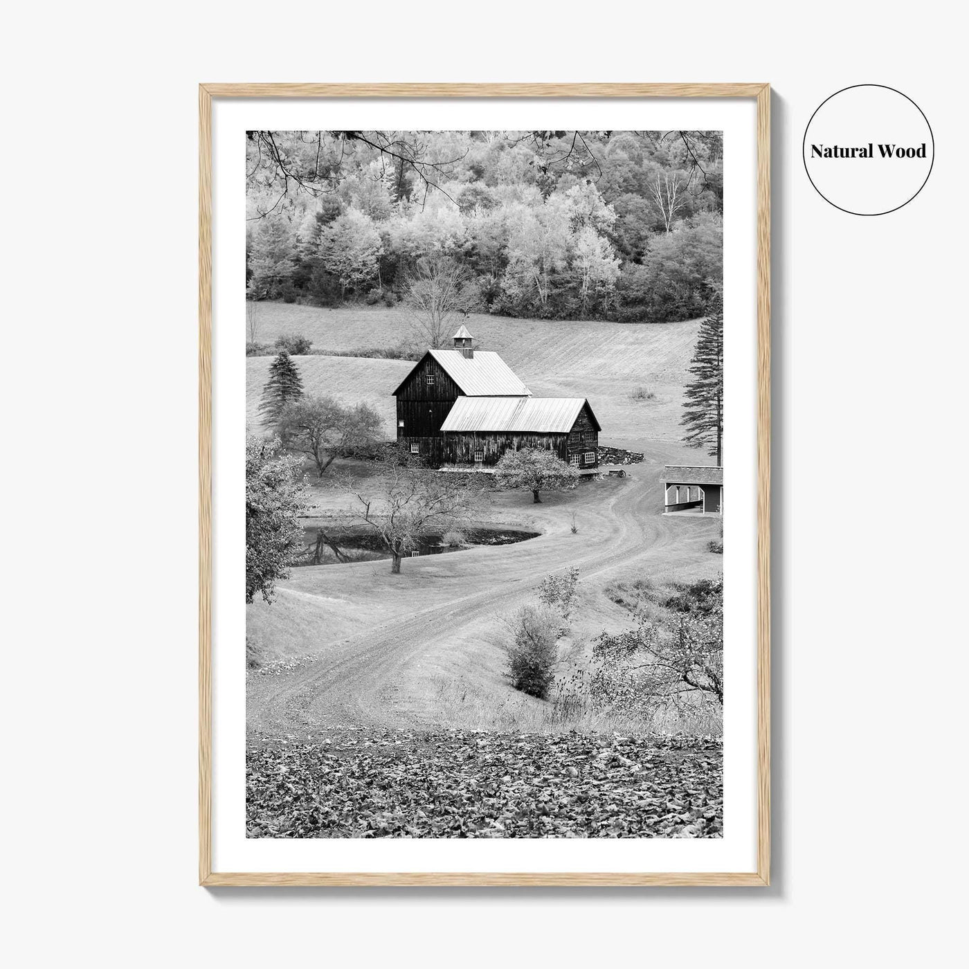 New England Black and White Fine Art Photo Print, Vermont Autumn Landscape Poster