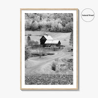 New England Black and White Fine Art Photo Print, Vermont Autumn Landscape Poster