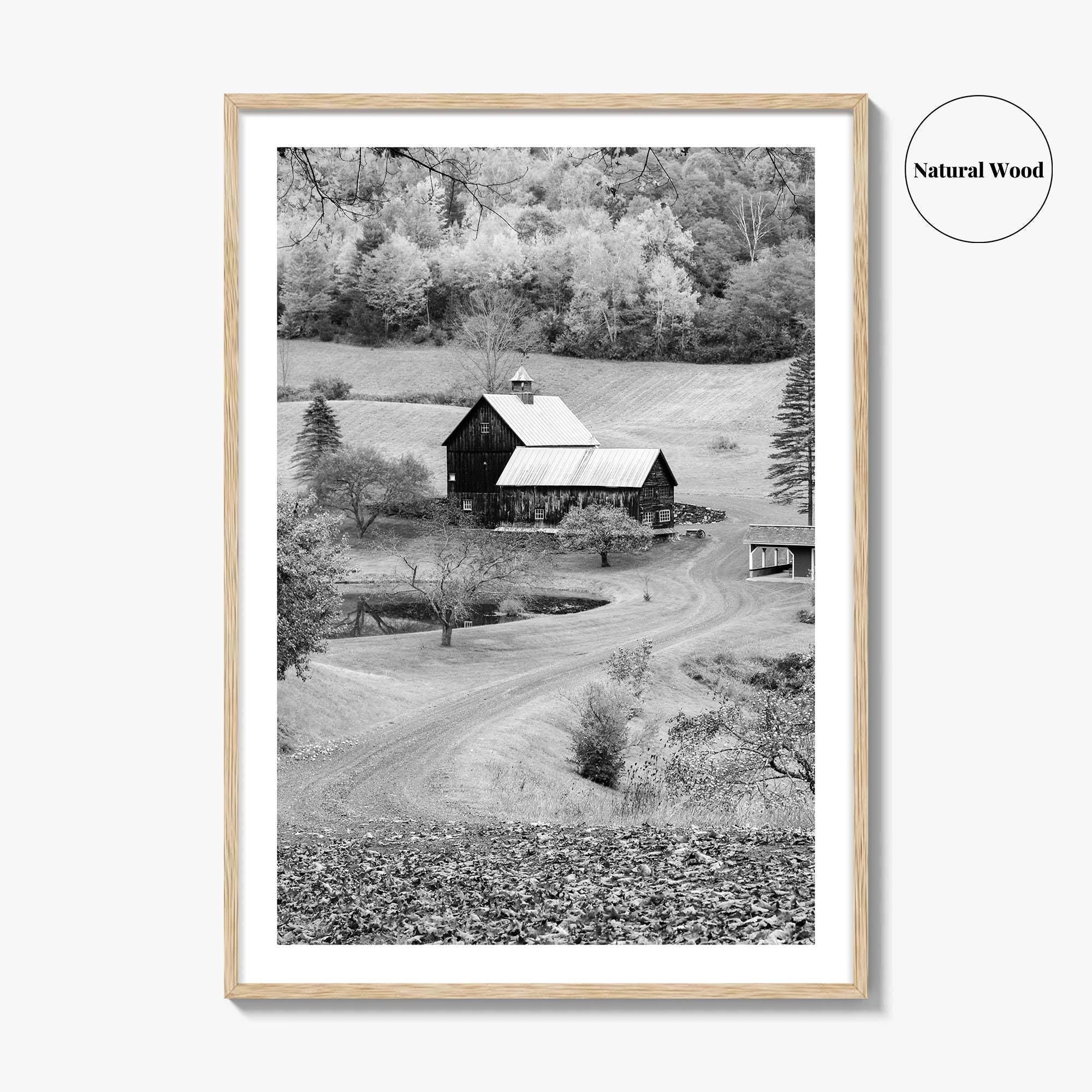 New England Black and White Fine Art Photo Print, Vermont Autumn Landscape Poster
