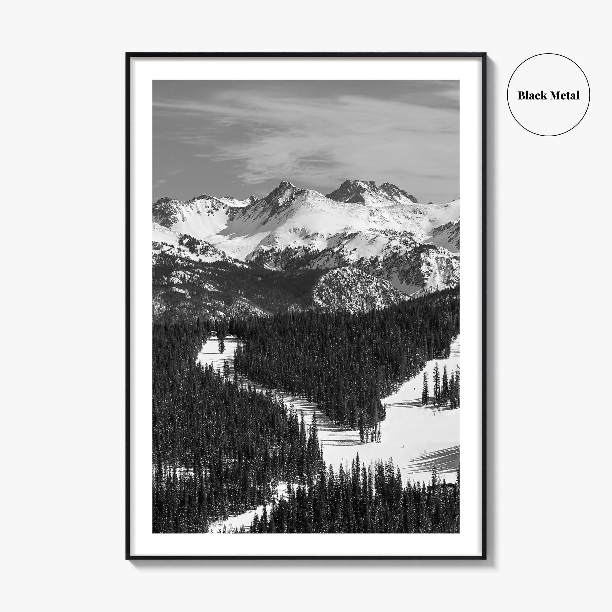 Vail Black and White Fine Art Photo Print, Colorado Rockies Ski Runs, Alpine Poster
