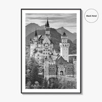 Neuschwanstein Castle Black and White Fine Art Photo Print, Bavaria Germany Poster
