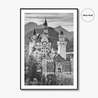 Neuschwanstein Castle Black and White Fine Art Photo Print, Bavaria Germany Poster