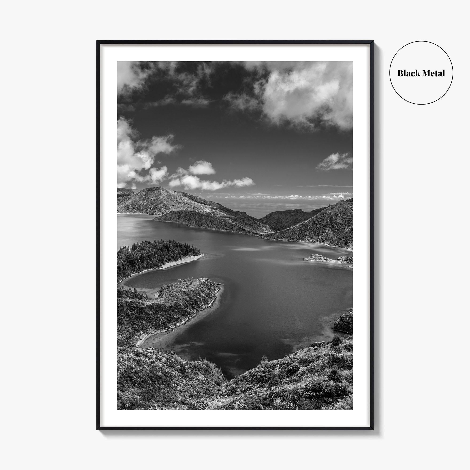 Lagoa do Fogo Black and White Fine Art Photo Print, Sao Miguel Azores Poster