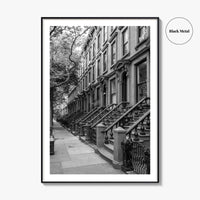 Brooklyn Black and White Fine Art Photo Print, Cobble Hill Brownstones NYC Poster