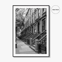 Brooklyn Black and White Fine Art Photo Print, Cobble Hill Brownstones NYC Poster