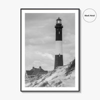 Fire Island Black and White Fine Art Photo Print, Long Island Lighthouse Poster