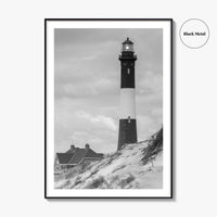 Fire Island Black and White Fine Art Photo Print, Long Island Lighthouse Poster