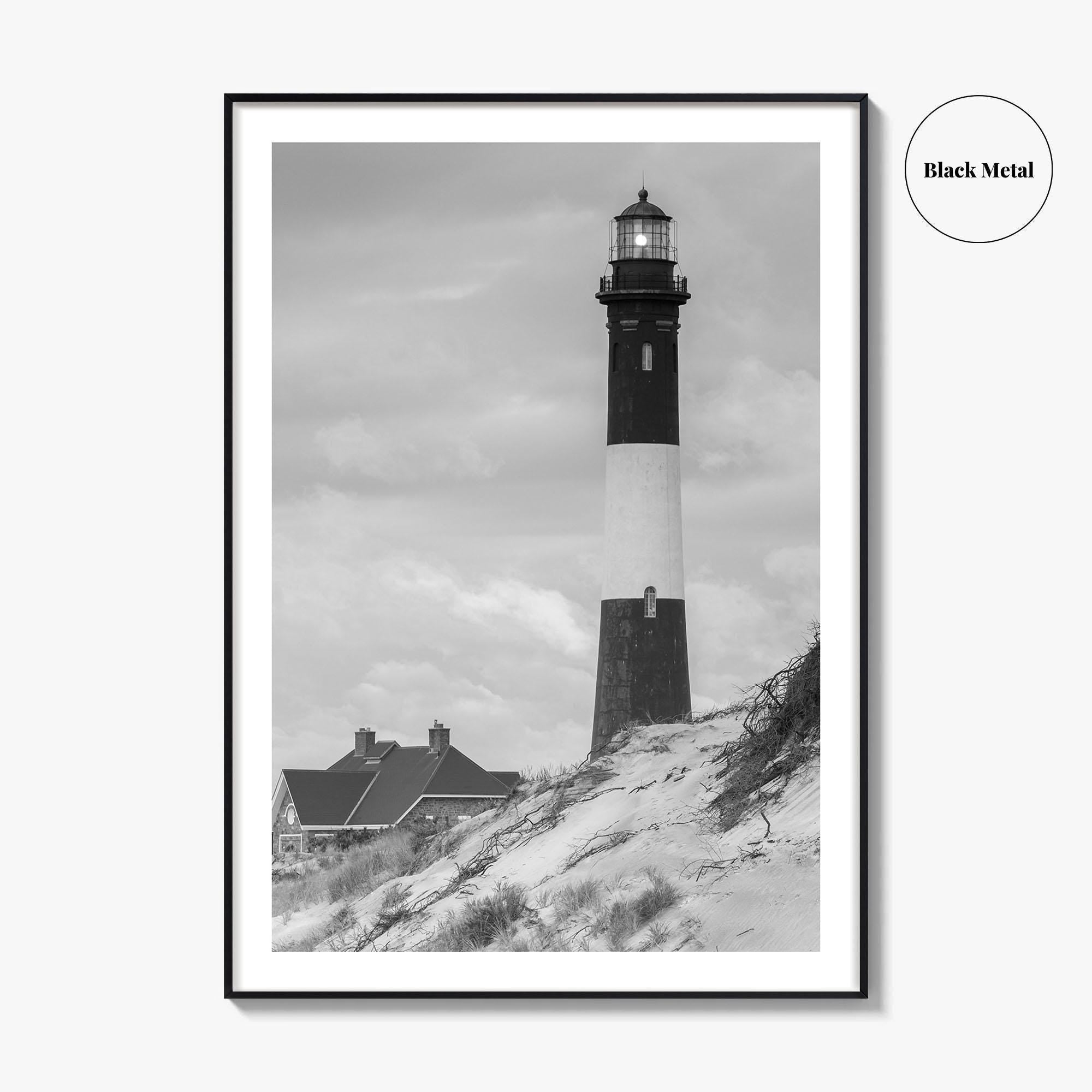 Fire Island Black and White Fine Art Photo Print, Long Island Lighthouse Poster
