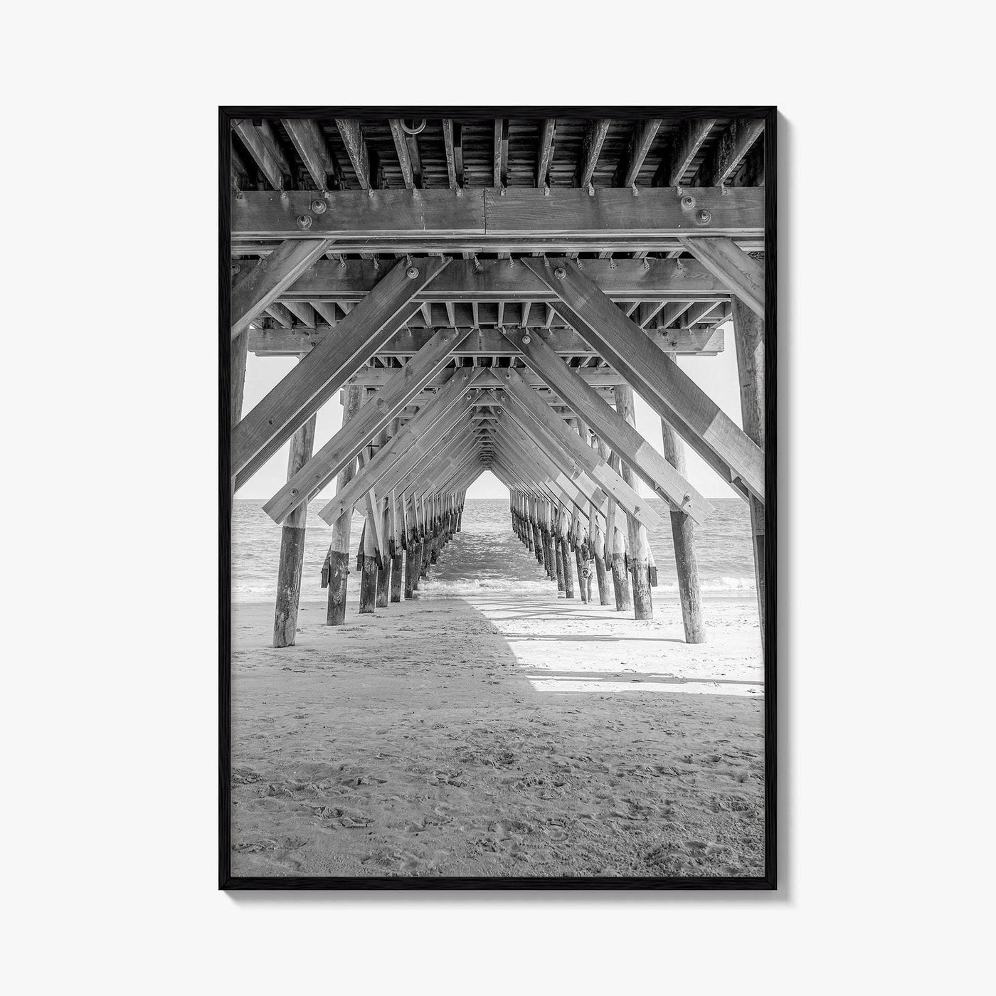 Wrightsville Beach Black and White Fine Art Photo Print, North Carolina Pier Wilmington Poster