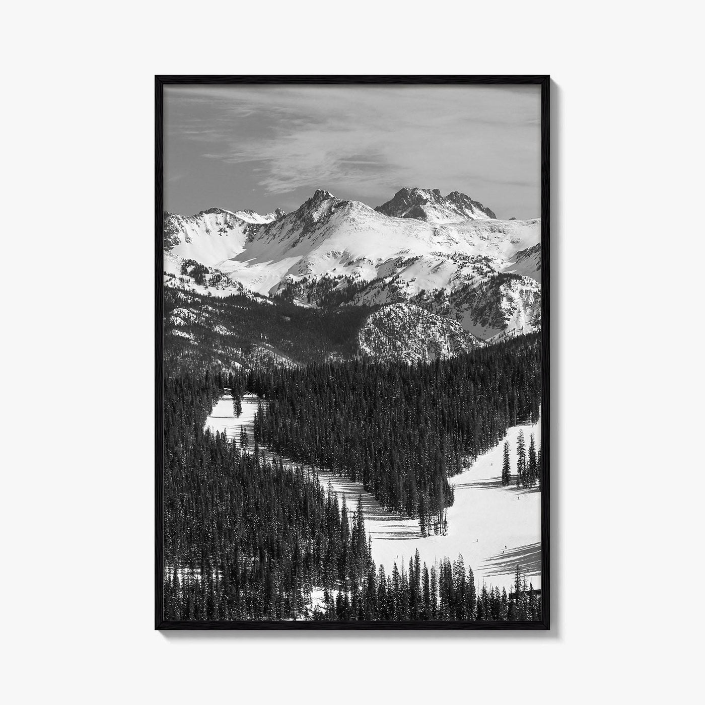 Vail Black and White Fine Art Photo Print, Colorado Rockies Ski Runs, Alpine Poster