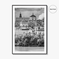 Cordoba Black and White Fine Art Photo Print, Mezquita Roman Bridge Andalusia Poster