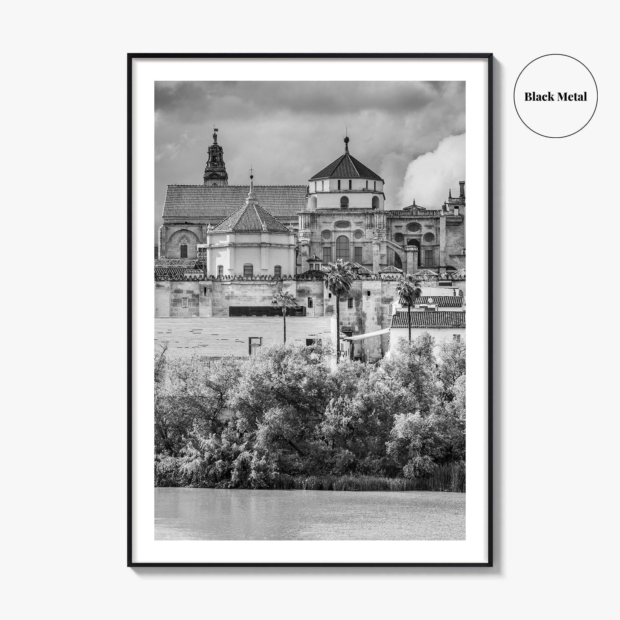 Cordoba Black and White Fine Art Photo Print, Mezquita Roman Bridge Andalusia Poster