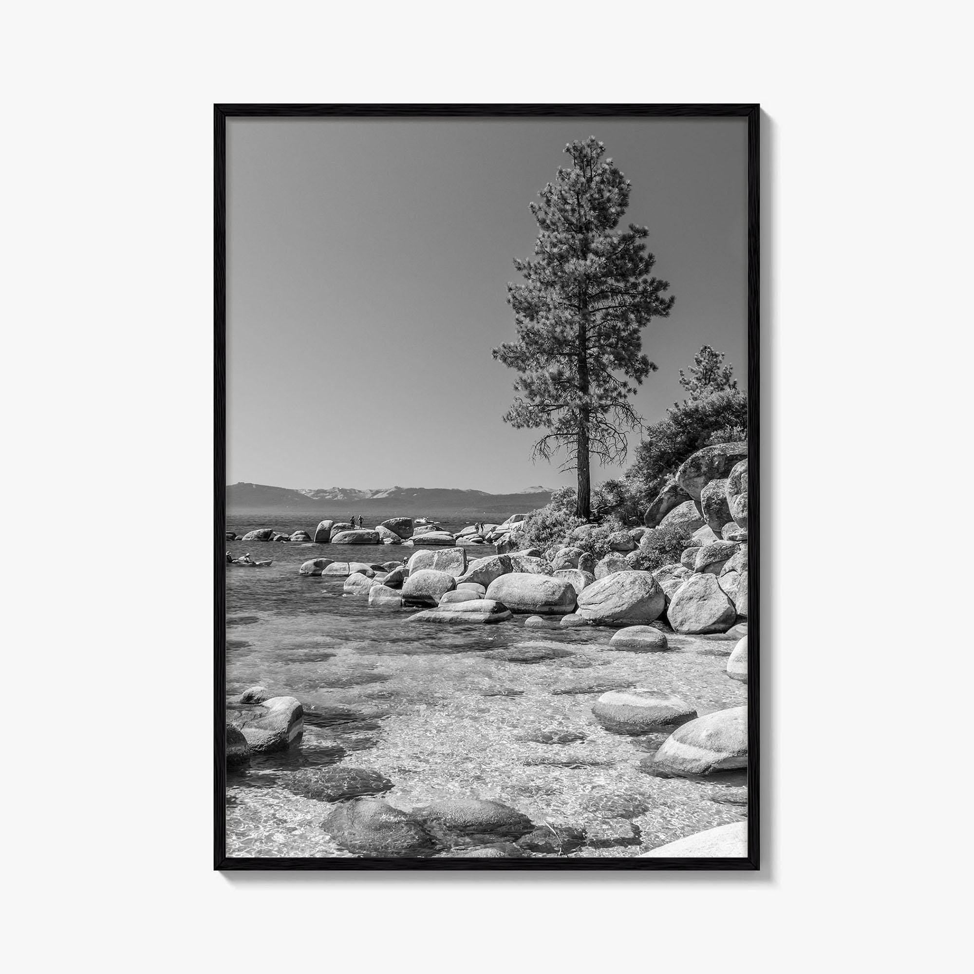 Lake Tahoe Black and White Fine Art Photo Print, Secret Harbor Nevada Poster