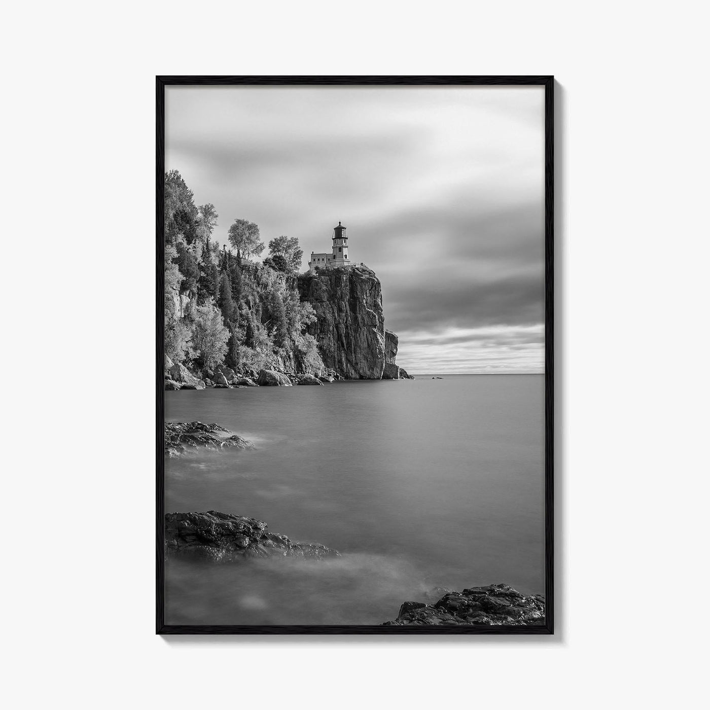 Lake Superior Black and White Fine Art Photo Print, Split Rock Lighthouse Minnesota, USA