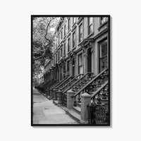 Brooklyn Black and White Fine Art Photo Print, Cobble Hill Brownstones NYC Poster