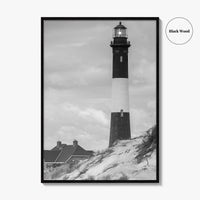 Fire Island Black and White Fine Art Photo Print, Long Island Lighthouse Poster