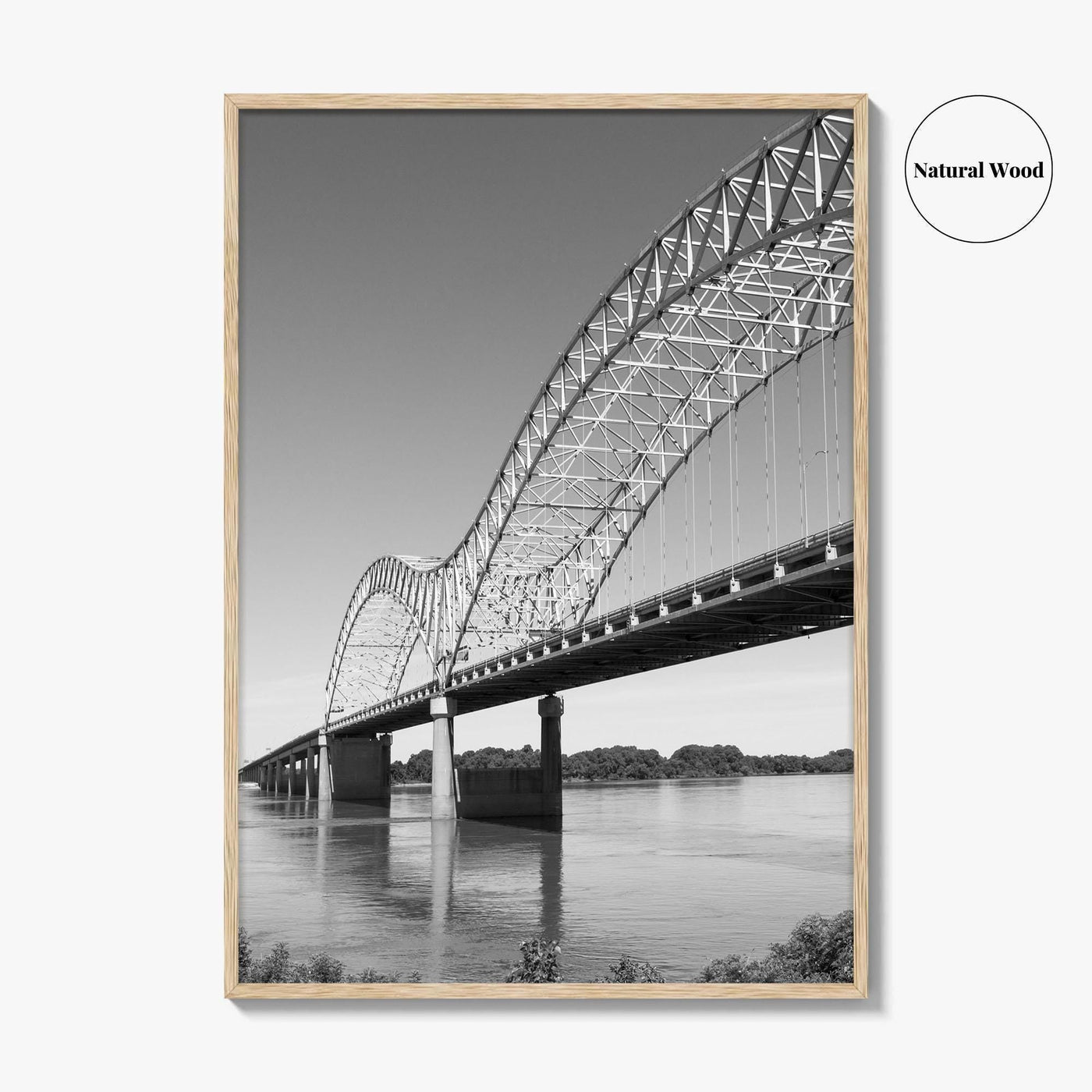 Memphis Black and White Fine Art Photo Print, Tennessee Hernando de Soto Bridge Poster