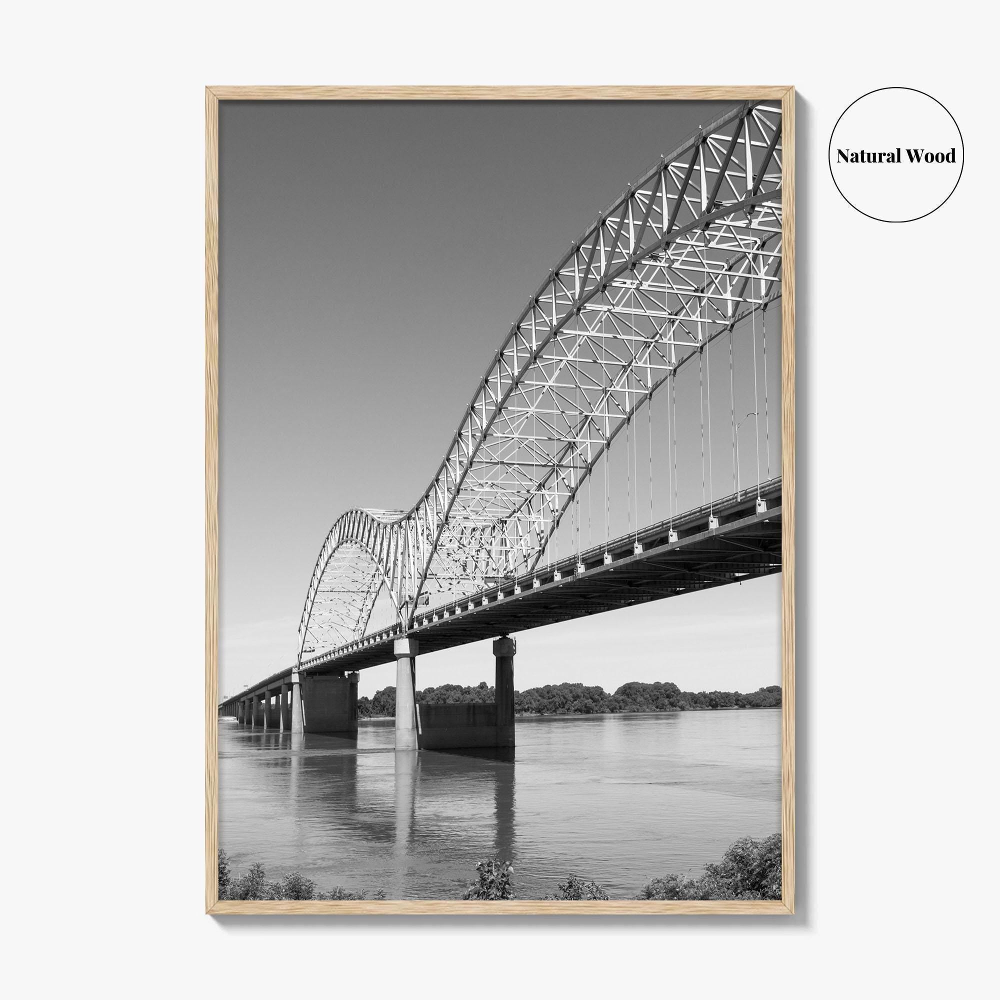 Memphis Black and White Fine Art Photo Print, Tennessee Hernando de Soto Bridge Poster
