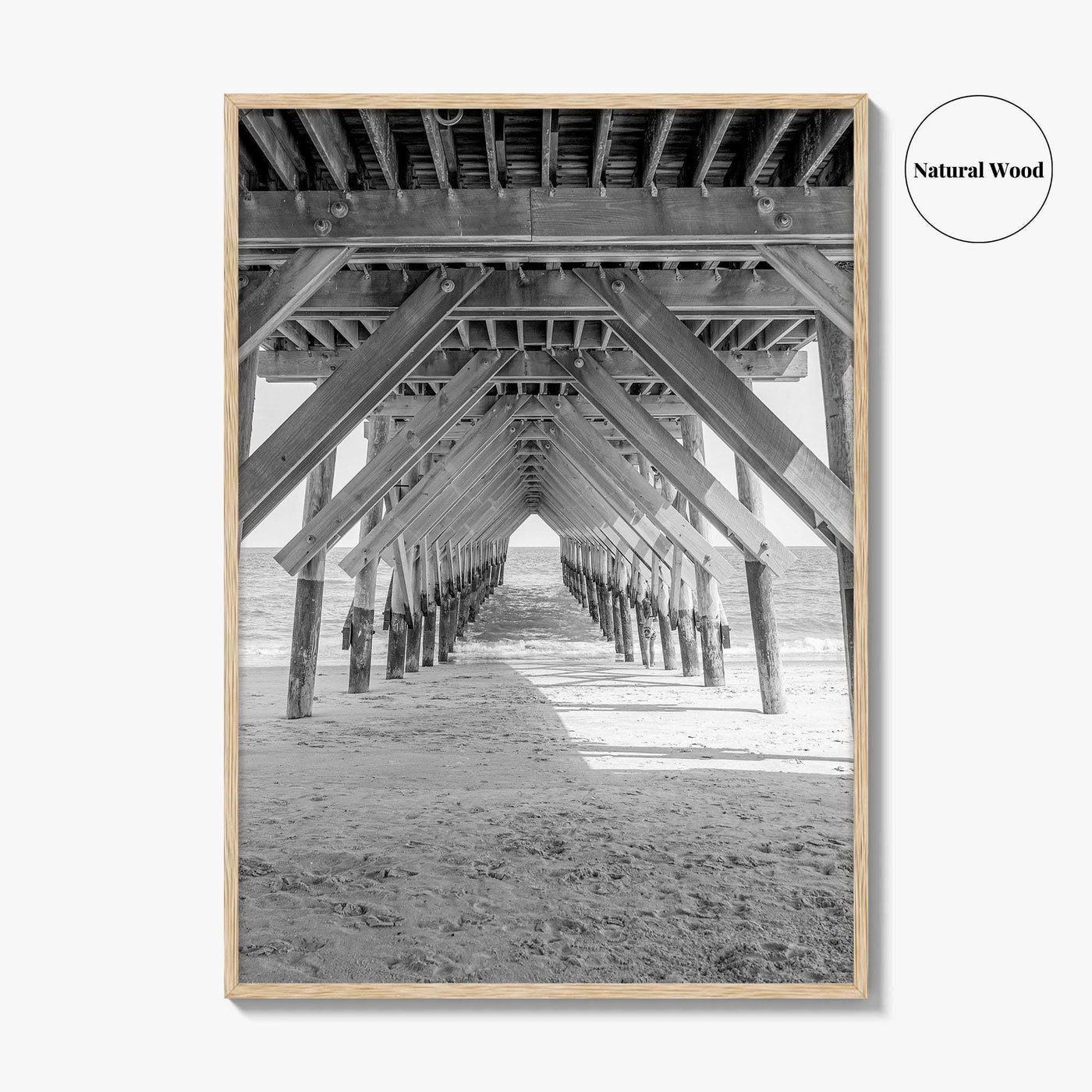 Wrightsville Beach Black and White Fine Art Photo Print, North Carolina Pier Wilmington Poster