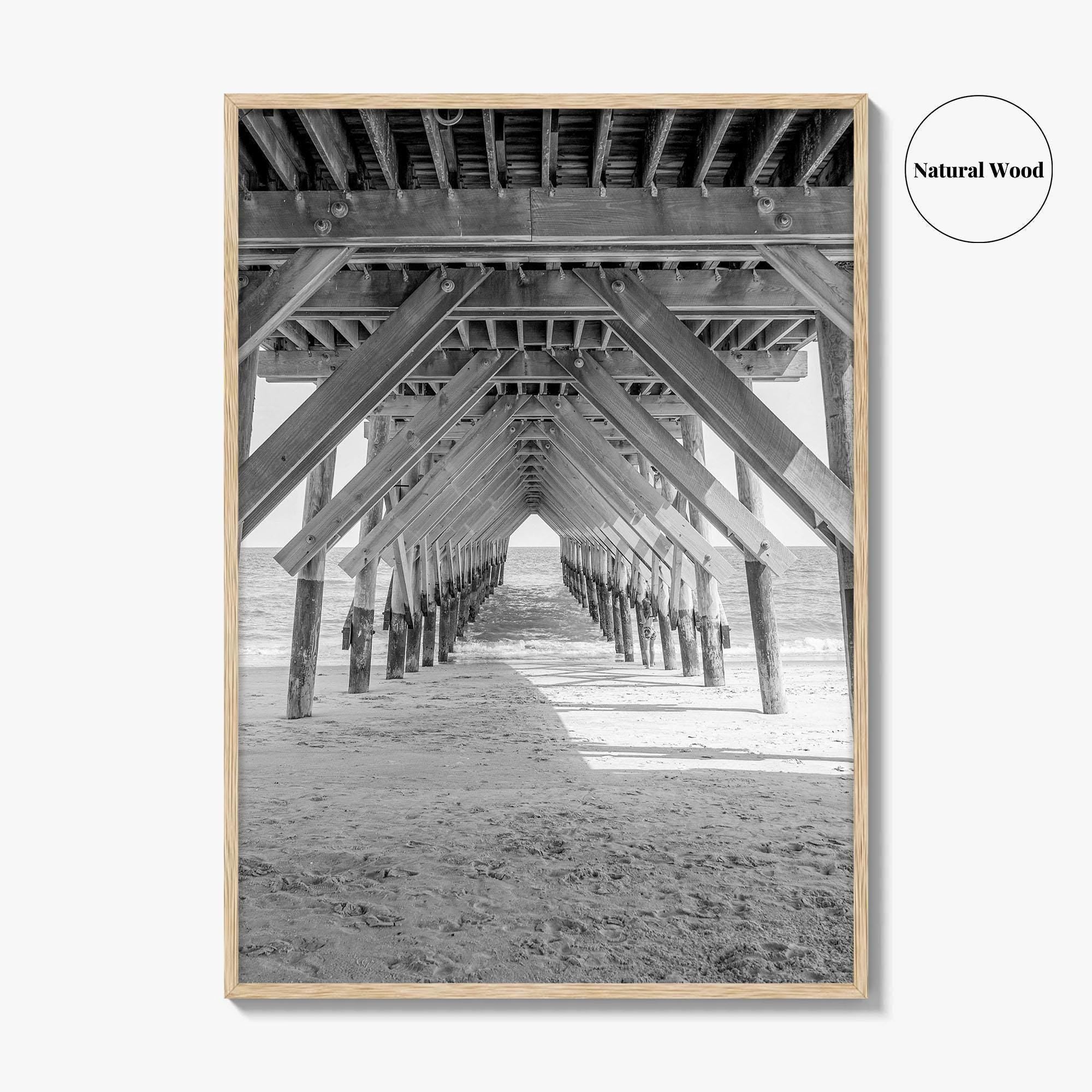 Wrightsville Beach Black and White Fine Art Photo Print, North Carolina Pier Wilmington Poster