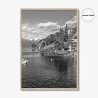 Lake Como Black and White Fine Art Photo Print, Varenna Italy Wall Poster