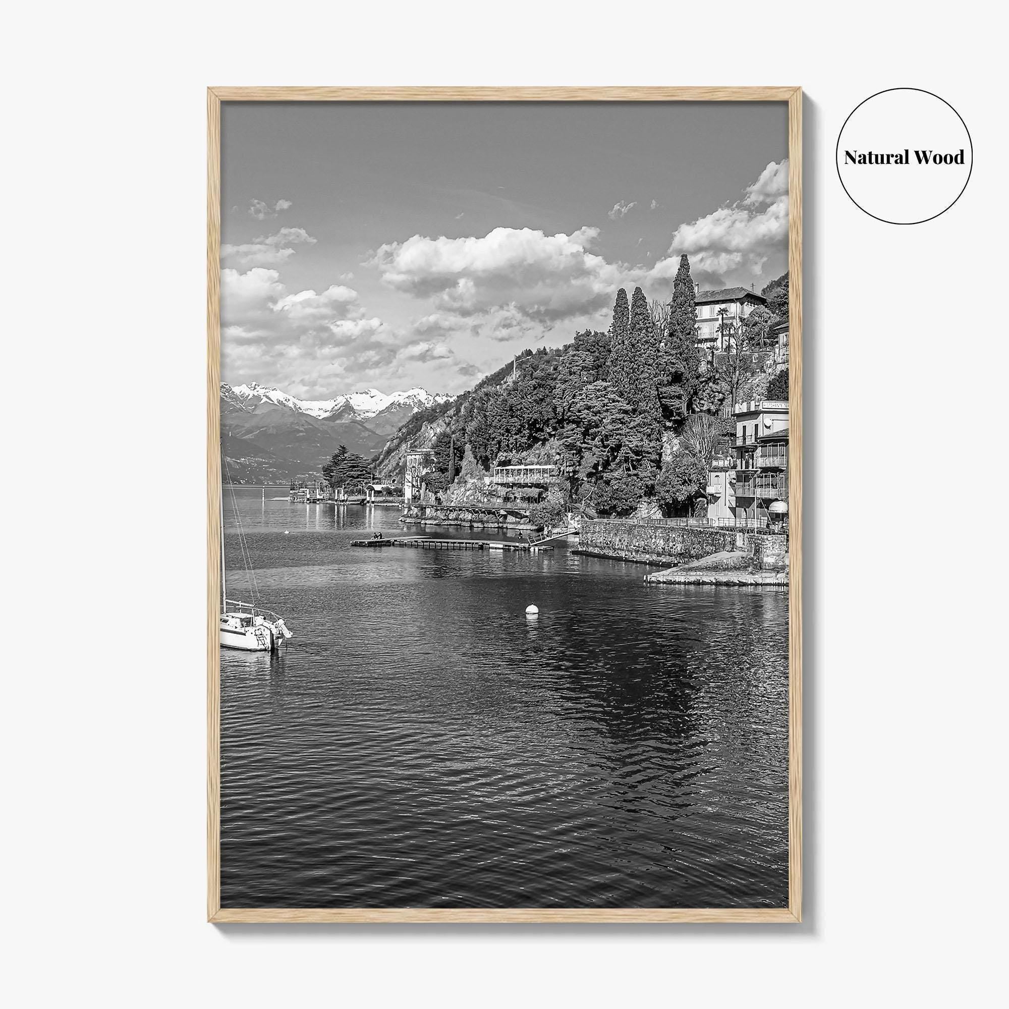 Lake Como Black and White Fine Art Photo Print, Varenna Italy Wall Poster