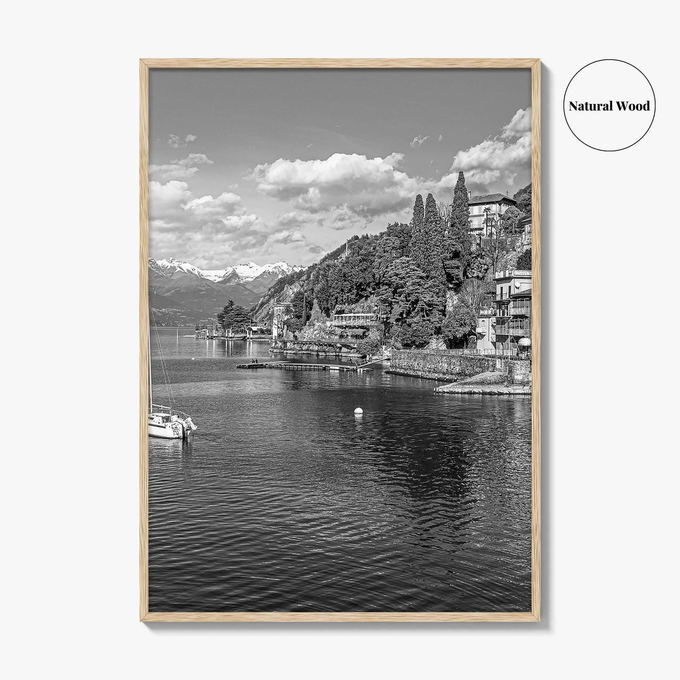 Lake Como Black and White Fine Art Photo Print, Varenna Italy Wall Poster