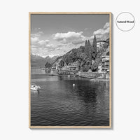 Lake Como Black and White Fine Art Photo Print, Varenna Italy Wall Poster