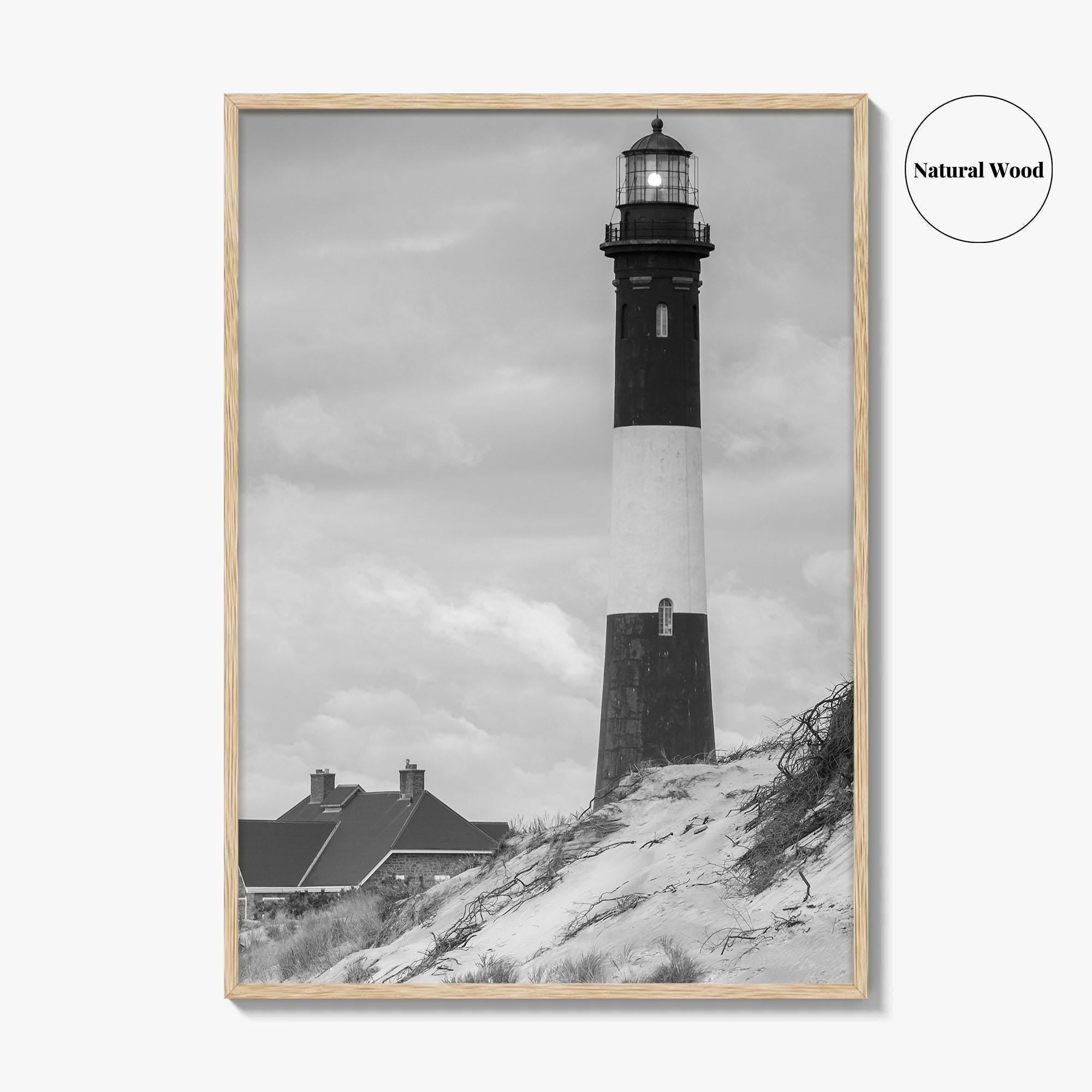 Fire Island Black and White Fine Art Photo Print, Long Island Lighthouse Poster