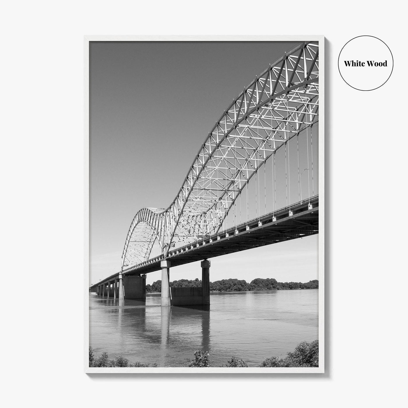 Memphis Black and White Fine Art Photo Print, Tennessee Hernando de Soto Bridge Poster