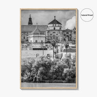 Cordoba Black and White Fine Art Photo Print, Mezquita Roman Bridge Andalusia Poster