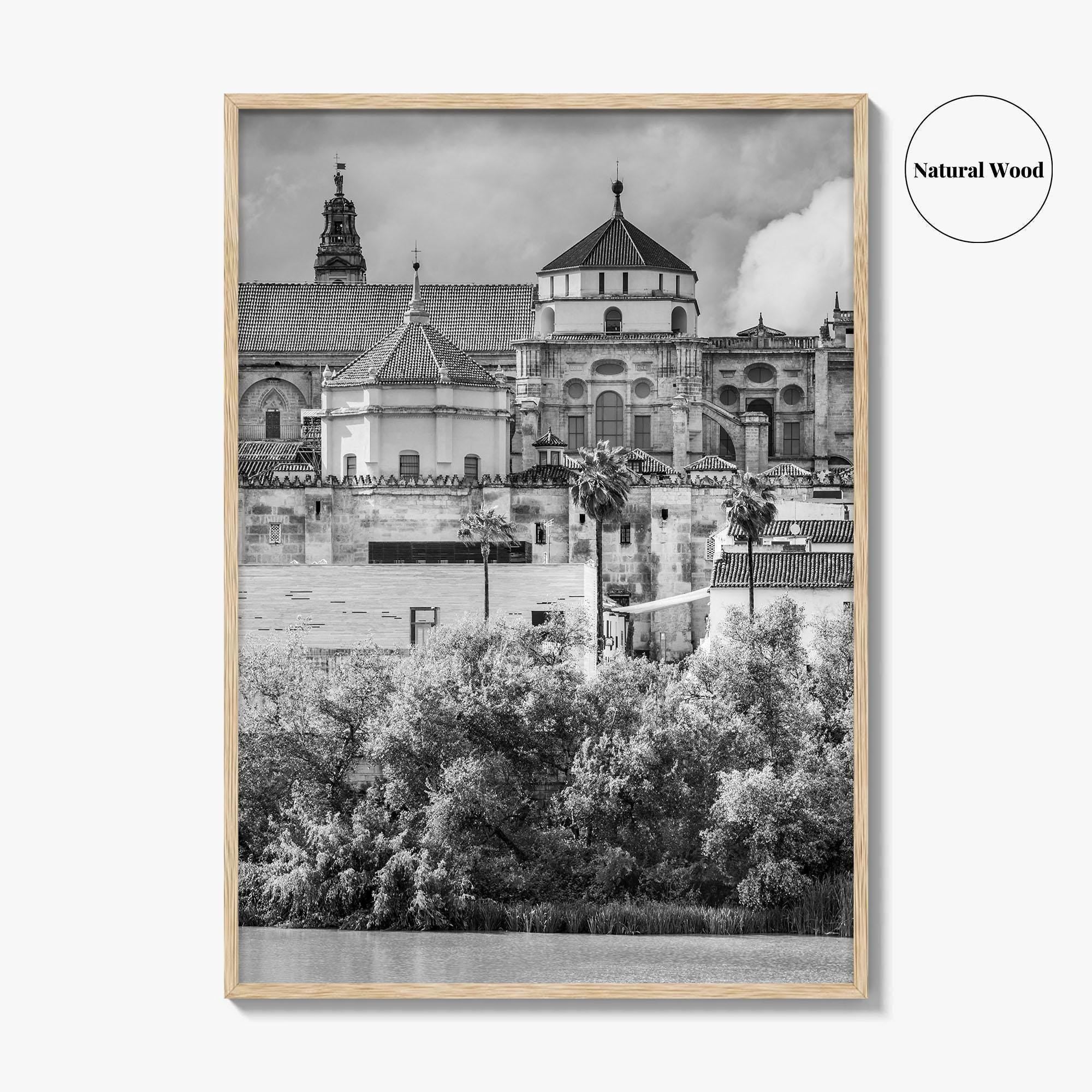 Cordoba Black and White Fine Art Photo Print, Mezquita Roman Bridge Andalusia Poster