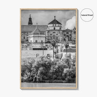 Cordoba Black and White Fine Art Photo Print, Mezquita Roman Bridge Andalusia Poster