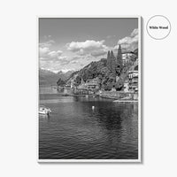 Lake Como Black and White Fine Art Photo Print, Varenna Italy Wall Poster
