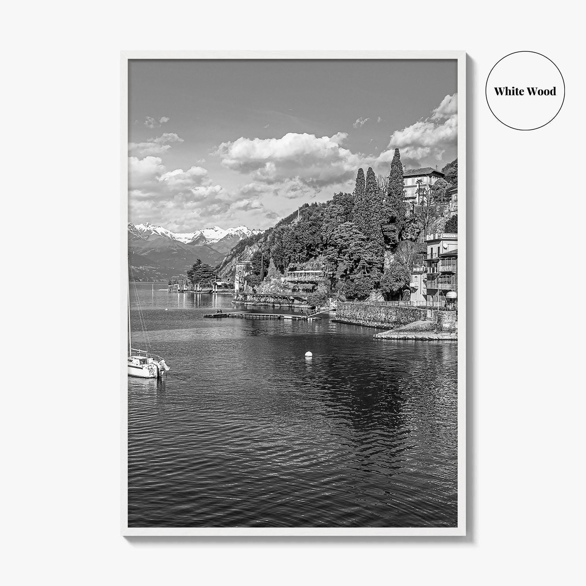Lake Como Black and White Fine Art Photo Print, Varenna Italy Wall Poster