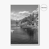 Lake Como Black and White Fine Art Photo Print, Varenna Italy Wall Poster