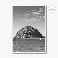 Morro Bay Black and White Fine Art Photo Print, Morro Rock California Poster