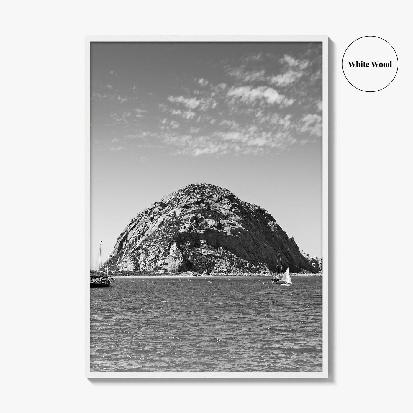 Morro Bay Black and White Fine Art Photo Print, Morro Rock California Poster