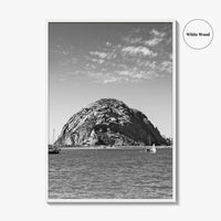 Morro Bay Black and White Fine Art Photo Print, Morro Rock California Poster