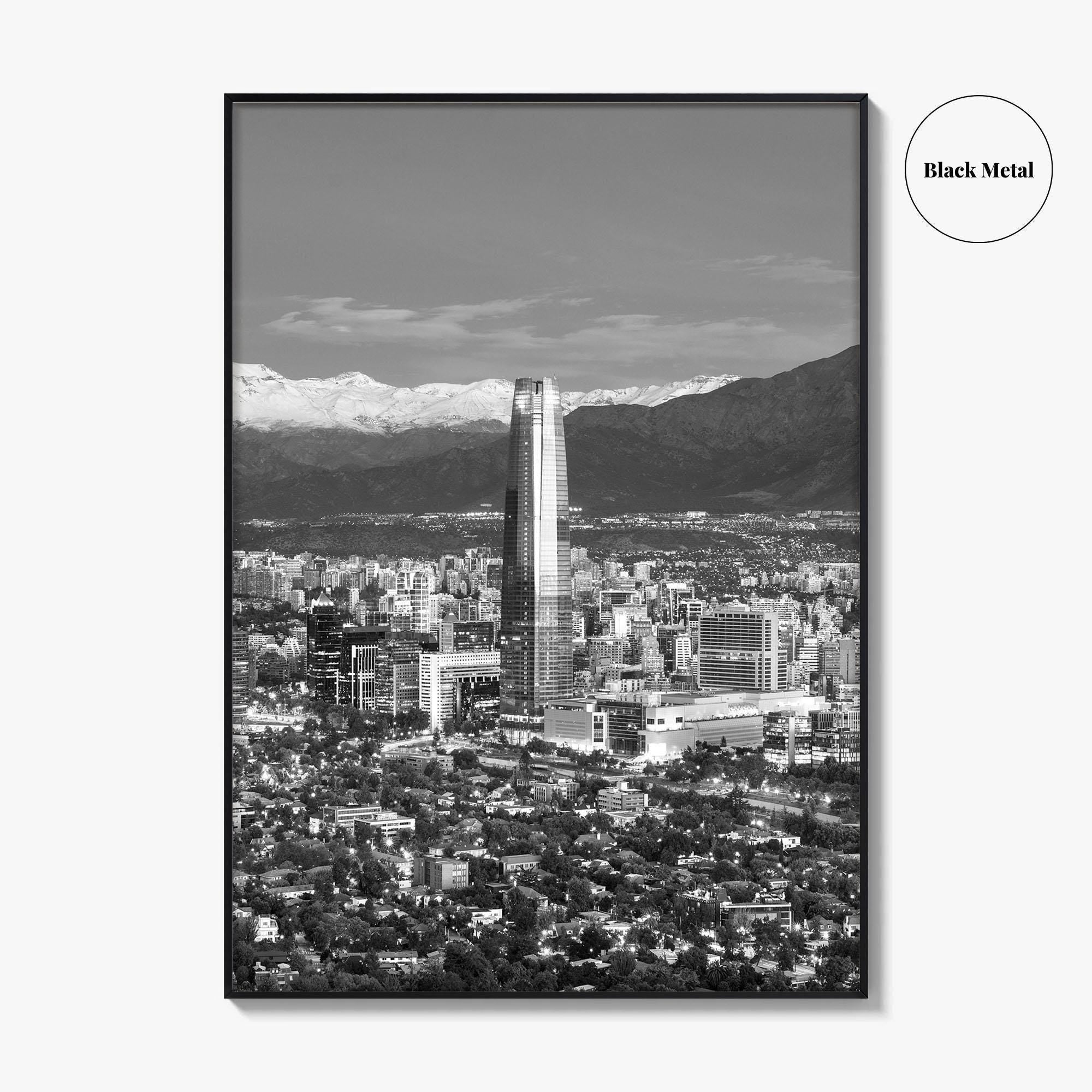 Santiago de Chile Skyline Black and White Fine Art Photo Print, Providencia, Andes, Poster