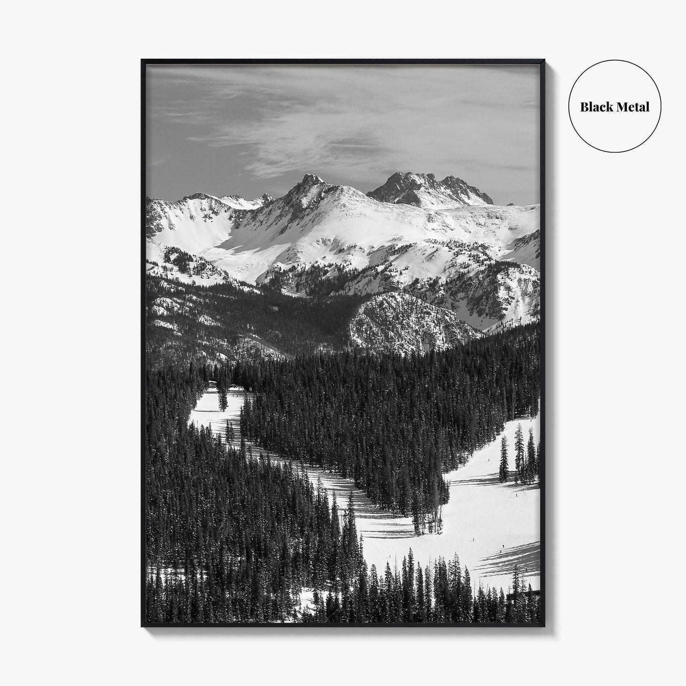 Vail Black and White Fine Art Photo Print, Colorado Rockies Ski Runs, Alpine Poster