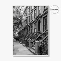 Brooklyn Black and White Fine Art Photo Print, Cobble Hill Brownstones NYC Poster
